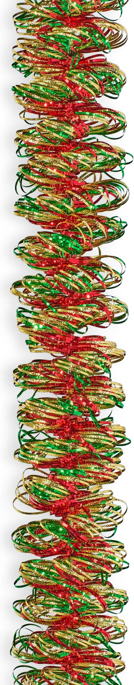12' Deluxe Gold, Red and Green Angel Hair Tinsel Garland
