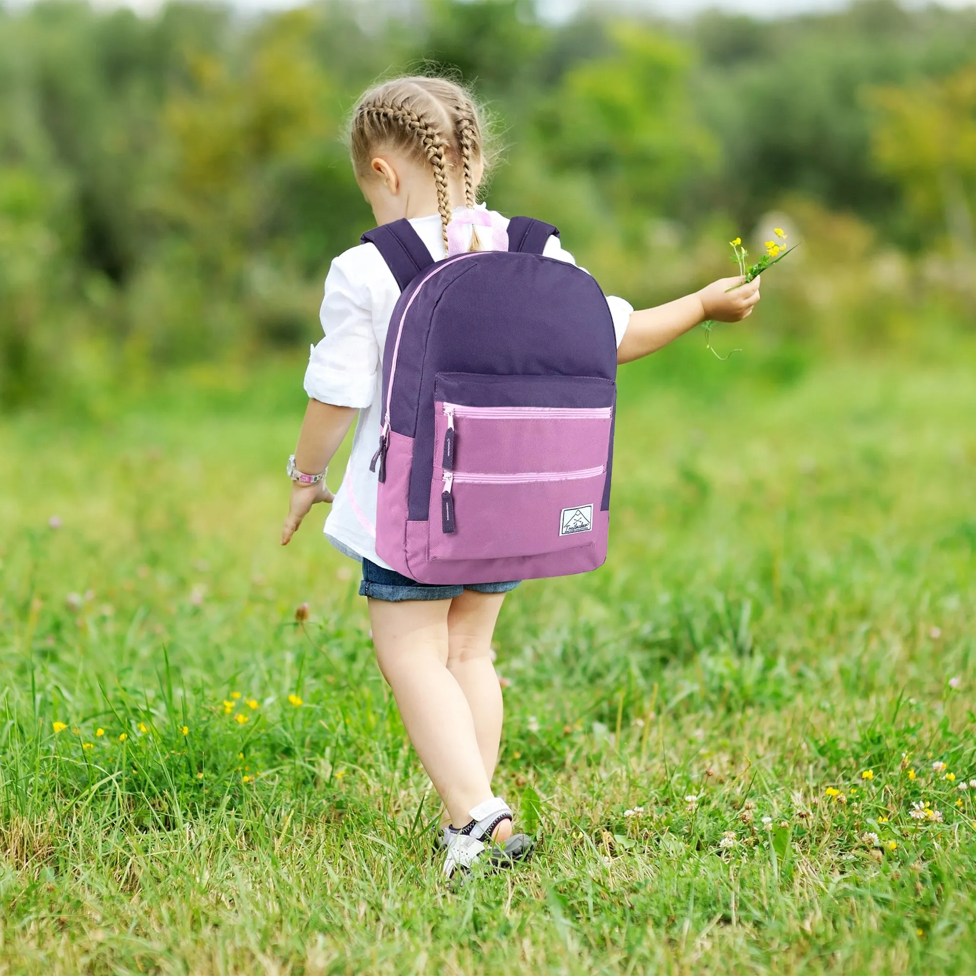 17- Inch Double Front Zippered Pocket Backpack - Girls