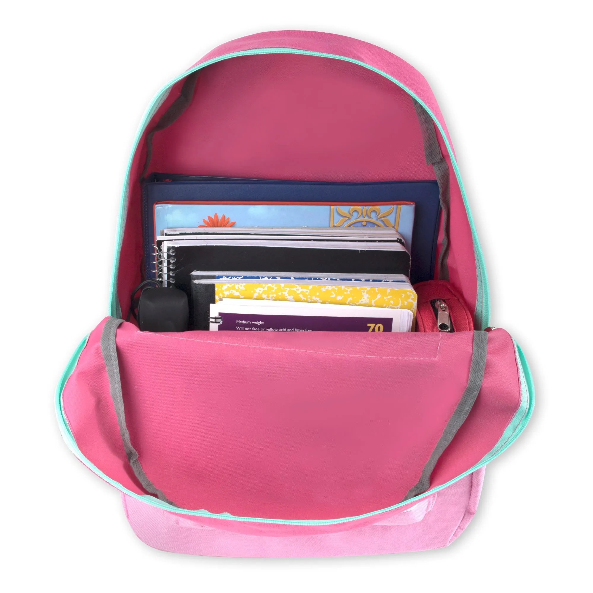 17- Inch Double Front Zippered Pocket Backpack - Girls