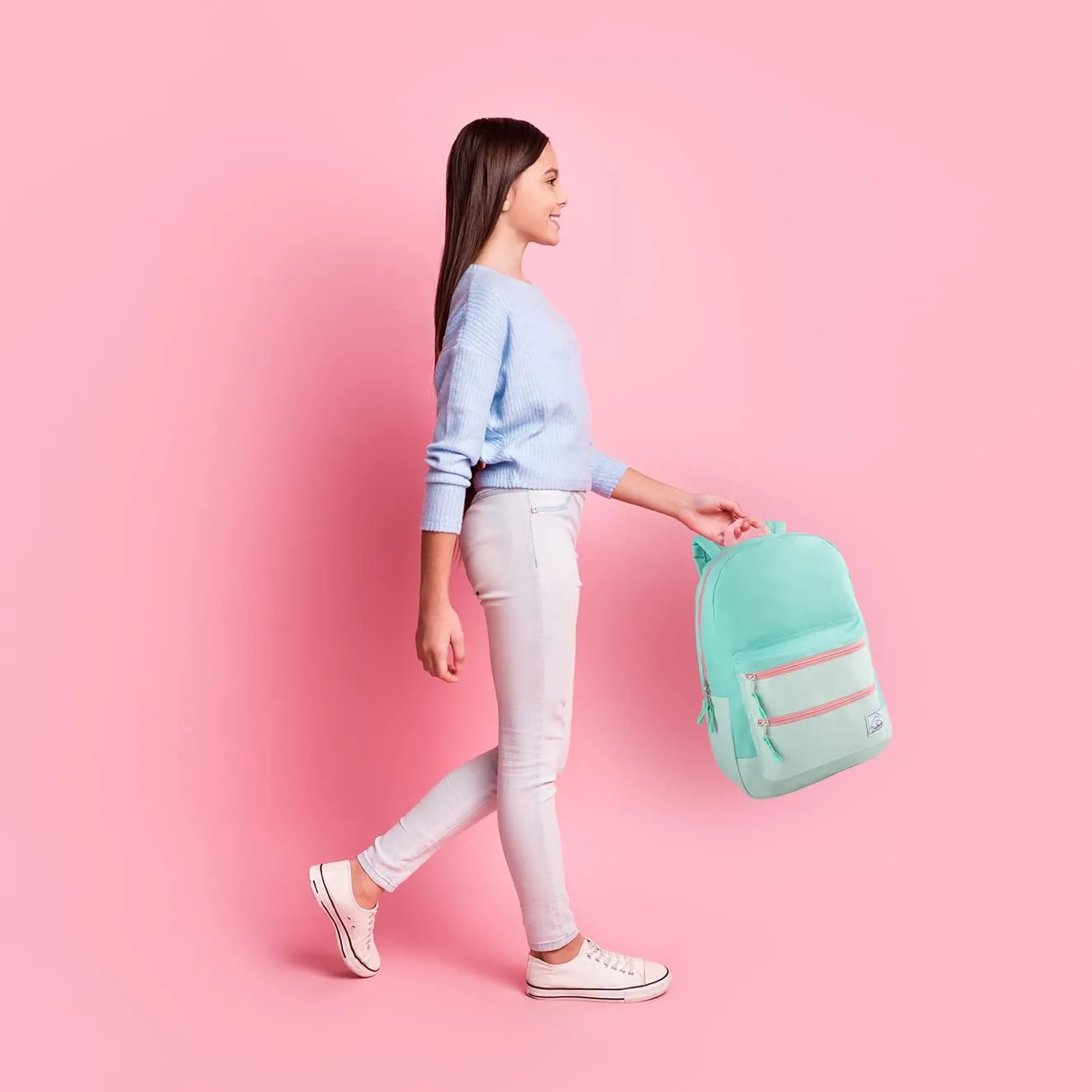 17- Inch Double Front Zippered Pocket Backpack - Girls