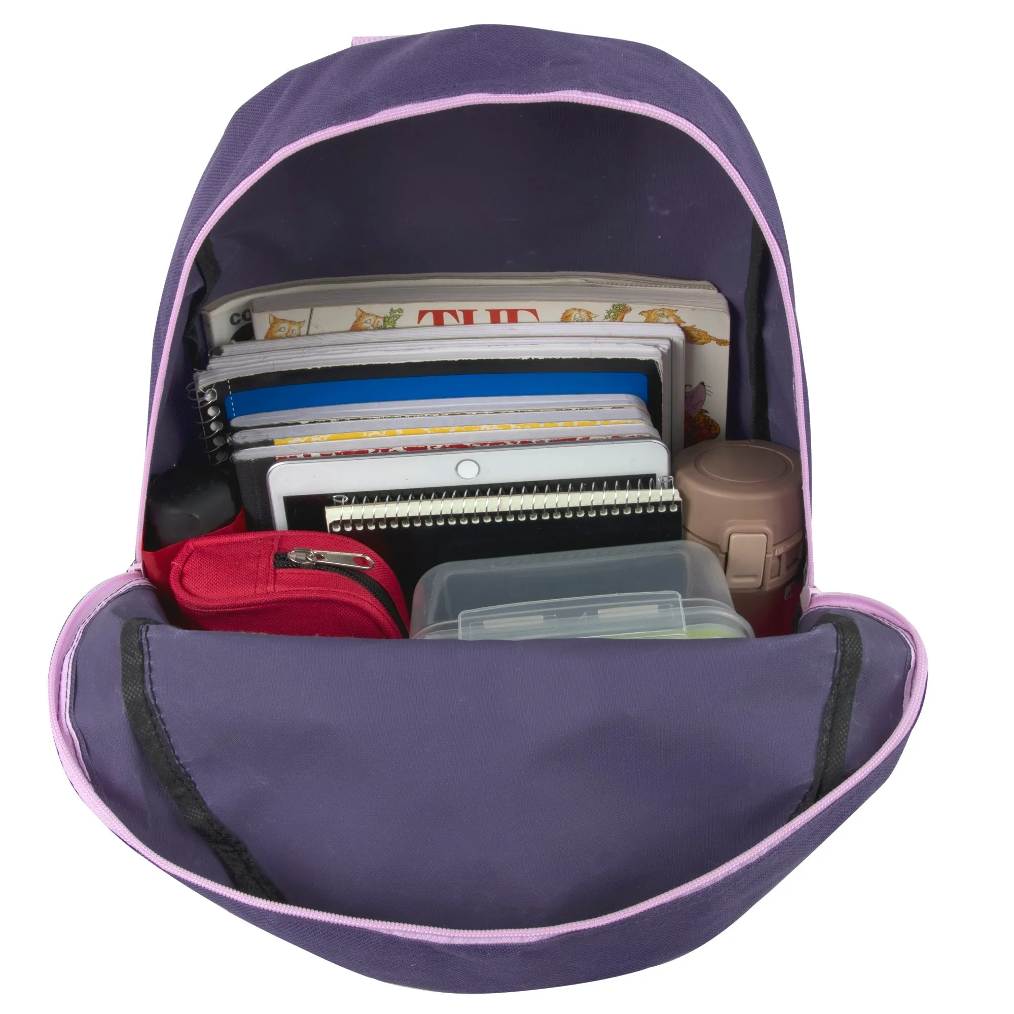 17- Inch Double Front Zippered Pocket Backpack - Girls