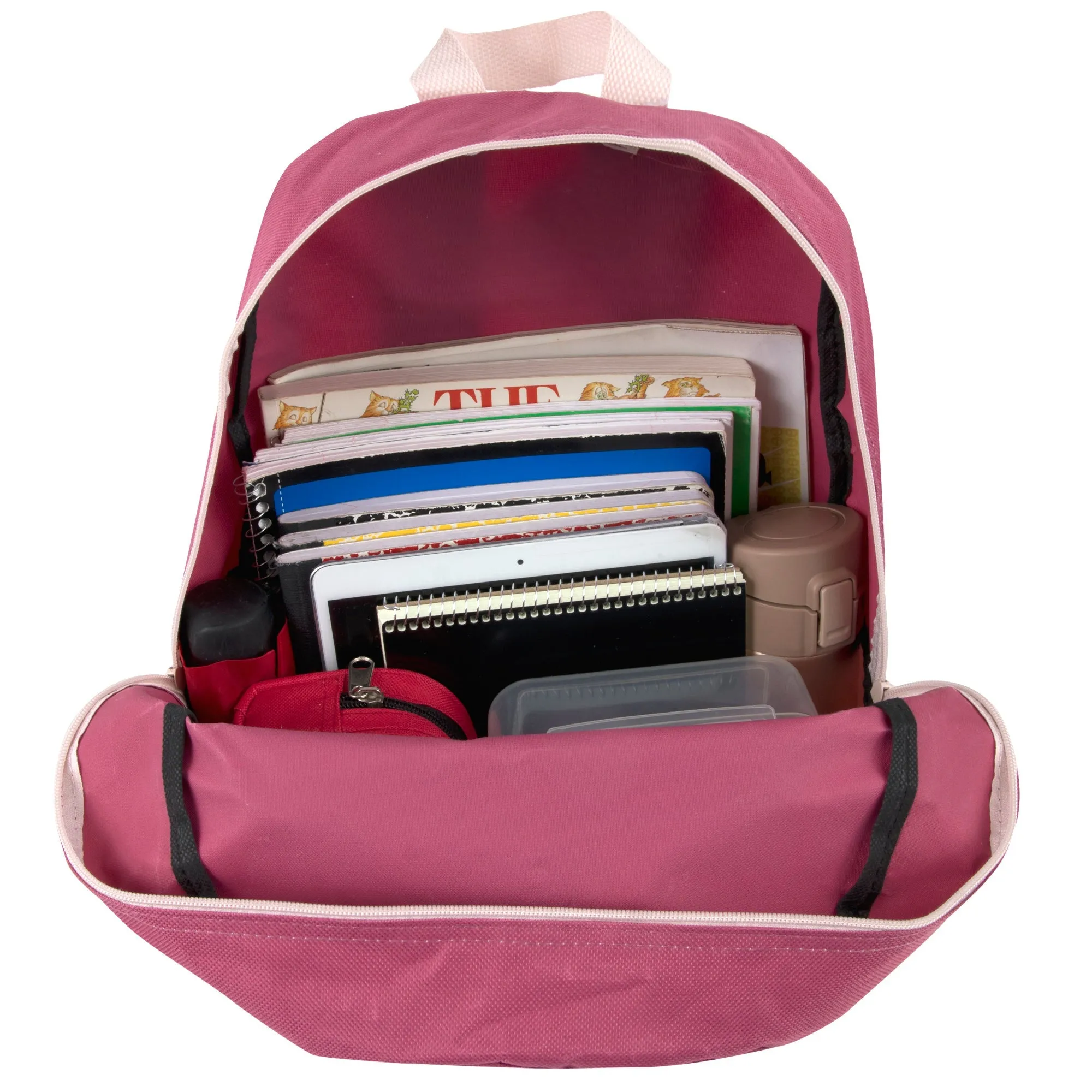 17- Inch Double Front Zippered Pocket Backpack - Girls
