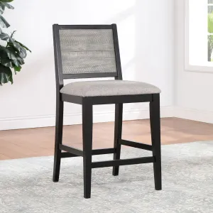 2-Piece Upholstered Counter Height Chairs, Black/Grey, 26.5" Seat Height