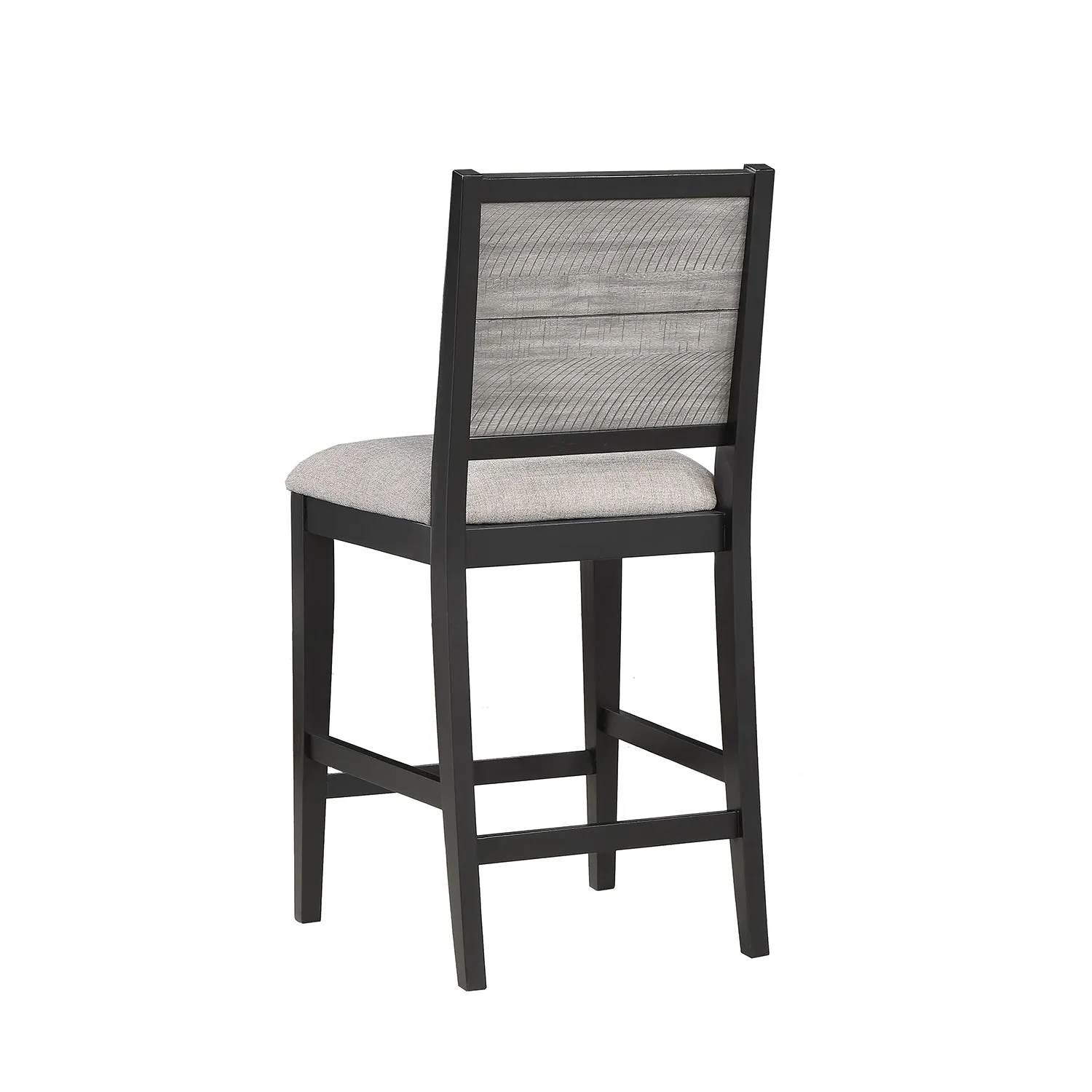 2-Piece Upholstered Counter Height Chairs, Black/Grey, 26.5" Seat Height