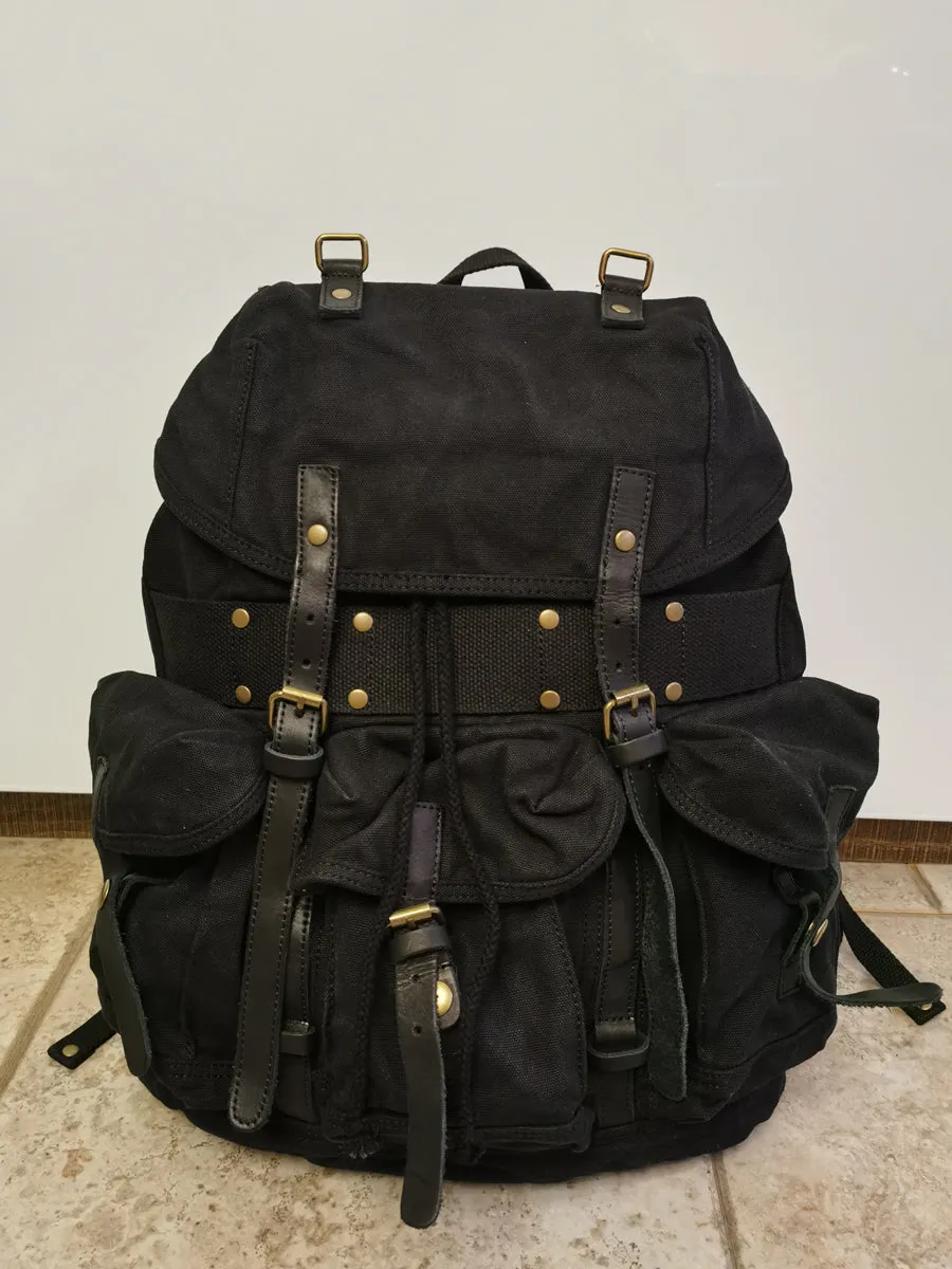 Army Green Canvas Travel Backpack for Men Canvas EDC Backpack Mens Canvas Hiking Backpack