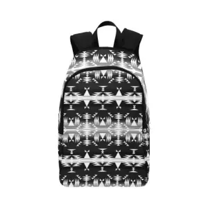 Between the Mountains Black and White Fabric Backpack for Adult