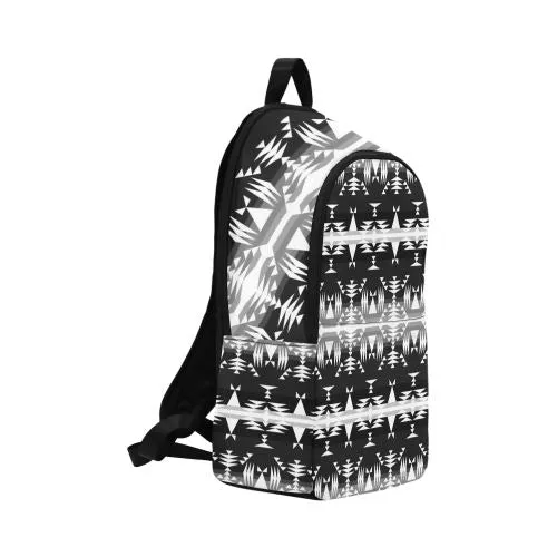 Between the Mountains Black and White Fabric Backpack for Adult