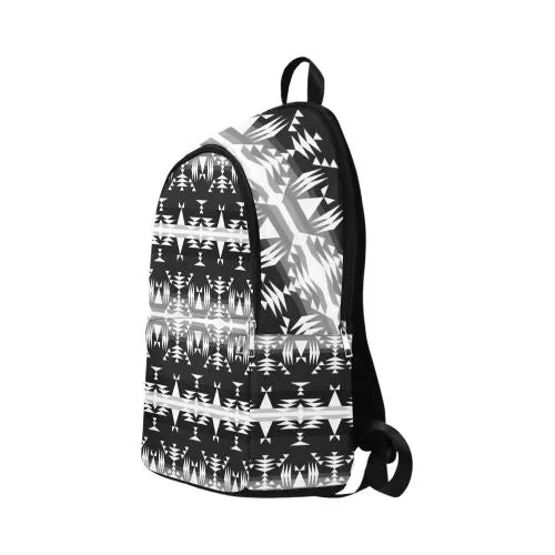 Between the Mountains Black and White Fabric Backpack for Adult