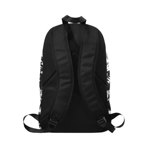 Between the Mountains Black and White Fabric Backpack for Adult