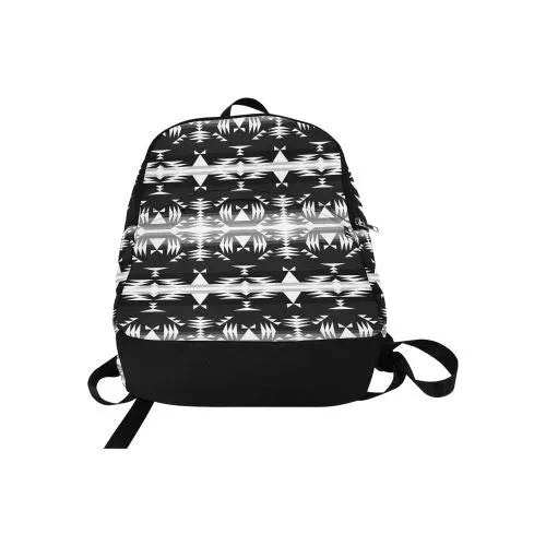 Between the Mountains Black and White Fabric Backpack for Adult