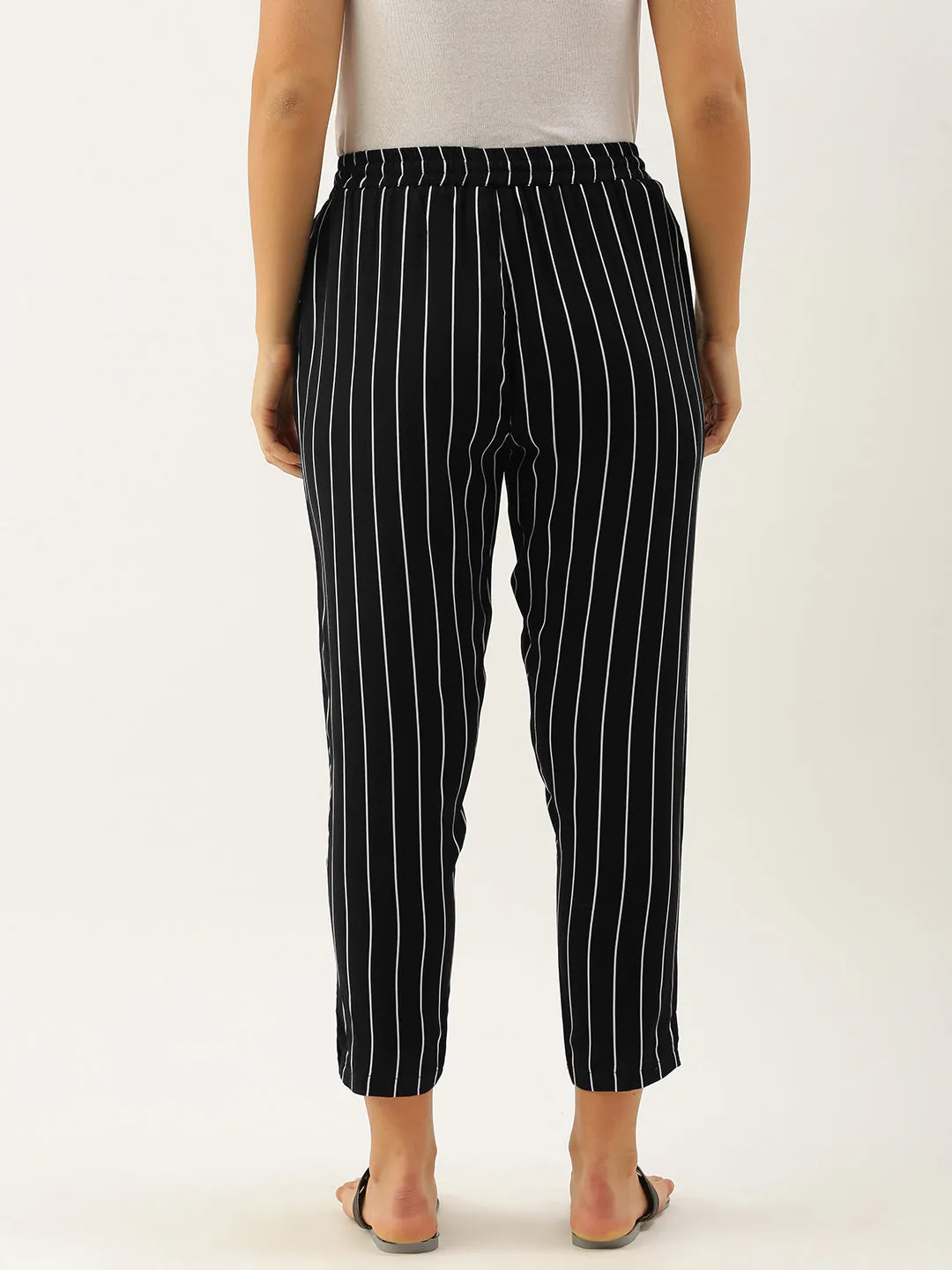 Black Striped Slim Fit Pencil Pant