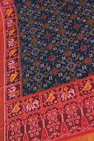 Blue Semi Patan Patola Handloom Silk Dupatta