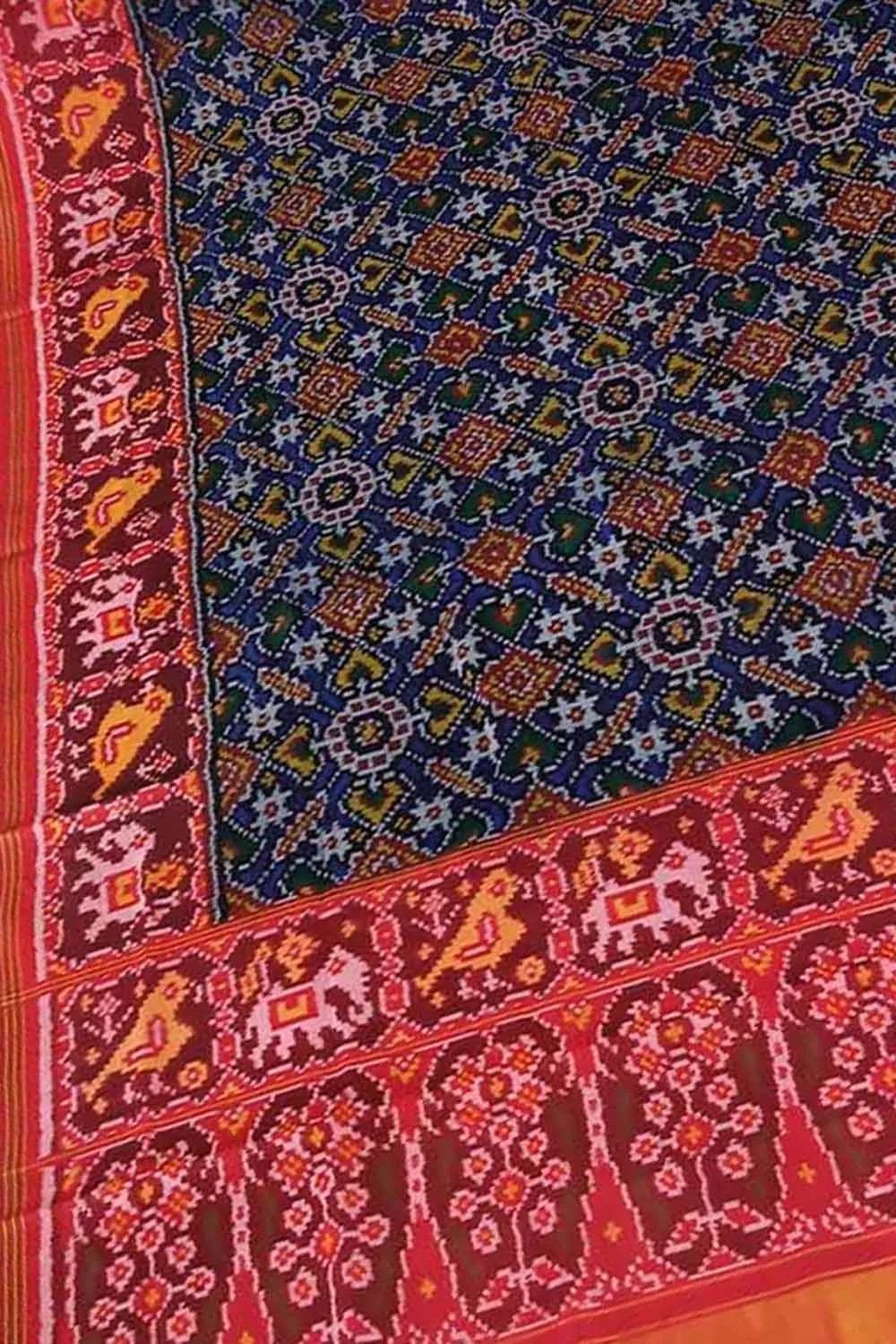 Blue Semi Patan Patola Handloom Silk Dupatta