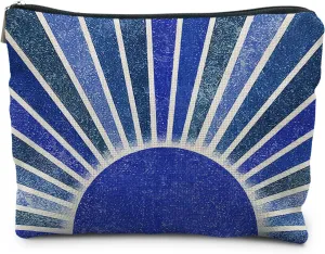 Boho Makeup Bag, Boho Abstract Navy Blue Sun Makeup Bags for Women, Boho Gifts for Women, Boho Makeup Pouch Zipper Pouch, Navy Blue Aesthetic Makeup Bag
