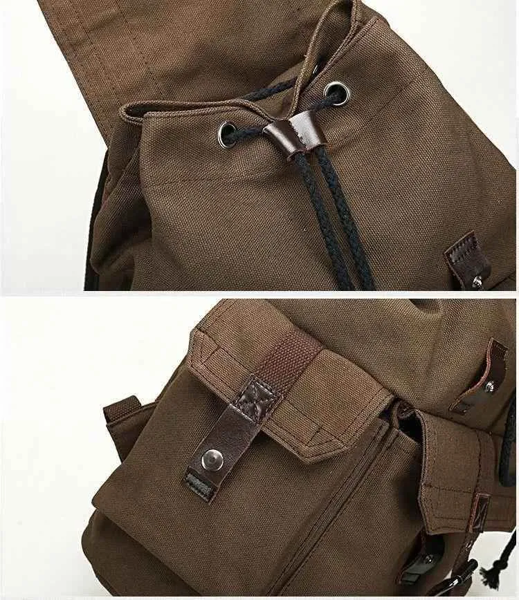 Canvas Men's Backpack School Rucksack Men Drawstring Cool Backpacks Women Travel Shoulder Teenagers Laptop Back Pack