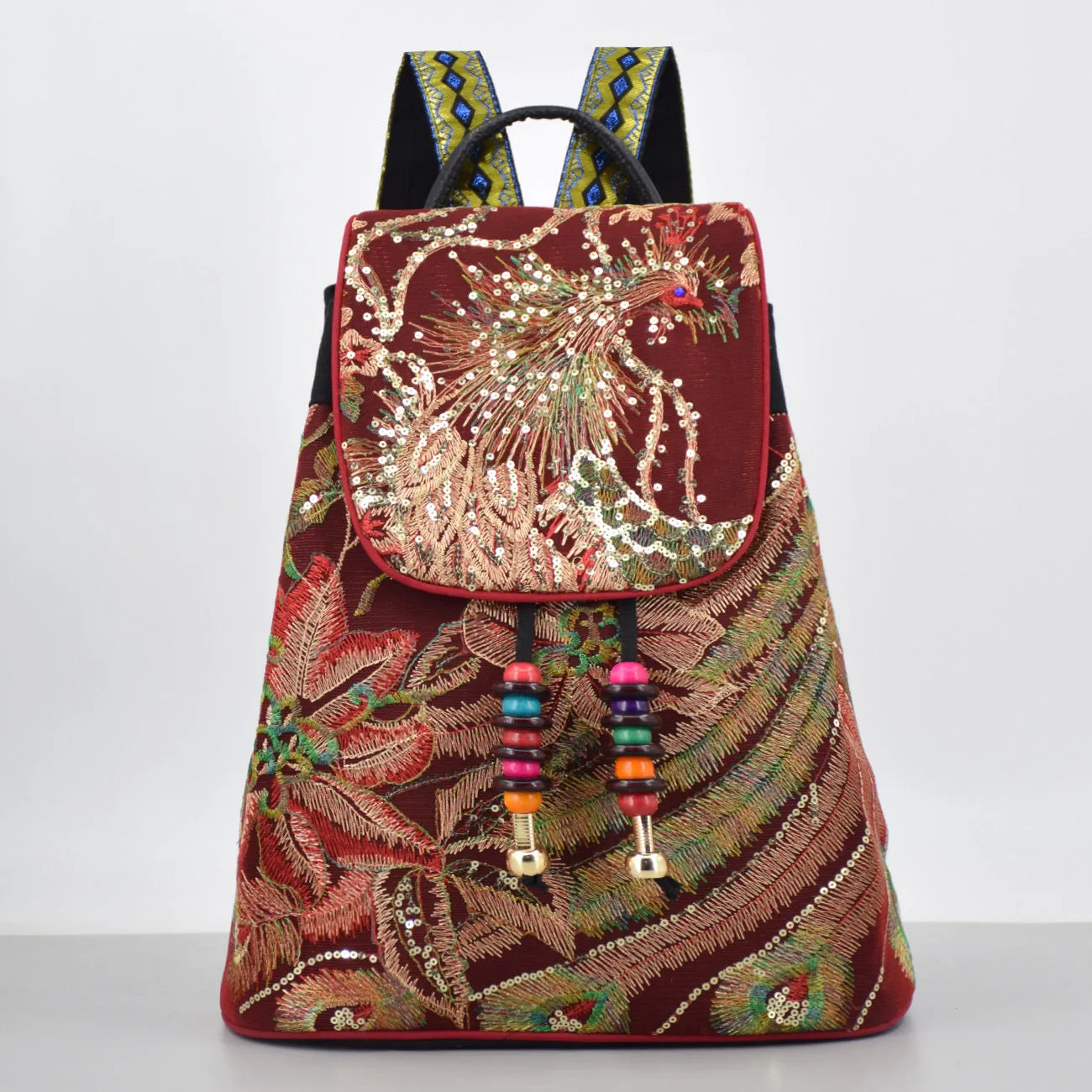 Chic Womens Embroidery Canvas Backpack Bag Rucksack