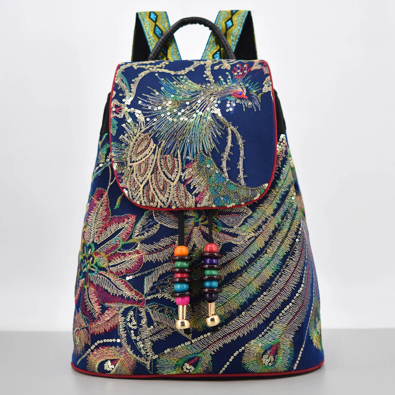 Chic Womens Embroidery Canvas Backpack Bag Rucksack