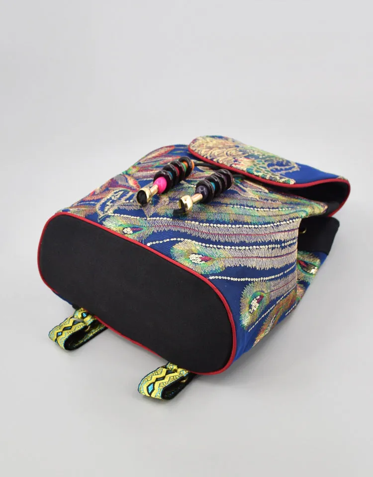 Chic Womens Embroidery Canvas Backpack Bag Rucksack