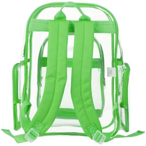 Clear Security Backpack with Florescent Green Trim