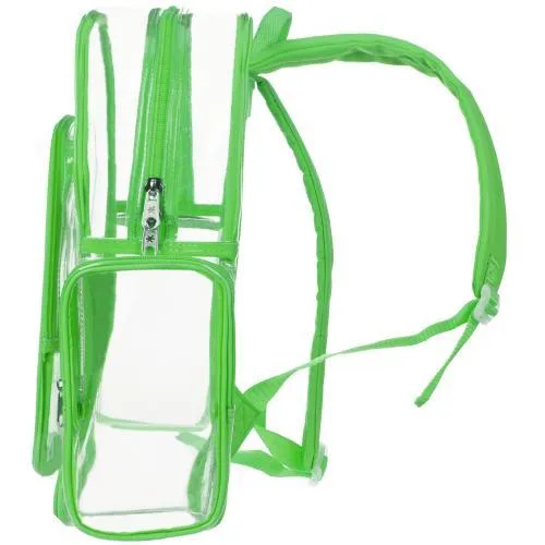 Clear Security Backpack with Florescent Green Trim