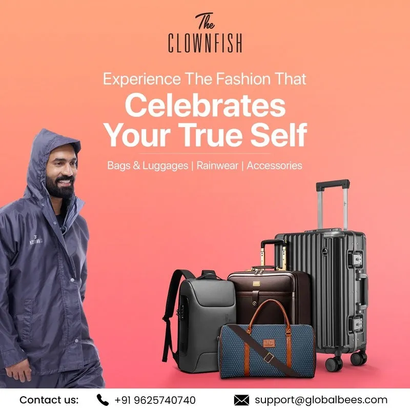 Clownfish Laptop Bag - Water Resistant, USB Port | 44x28x14 cm | Black