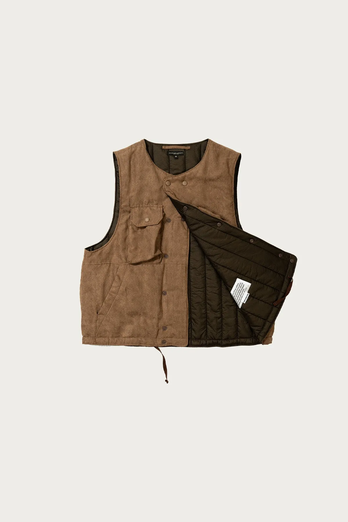 Cover Vest - Khaki Polyester Lightweight Fake Suede