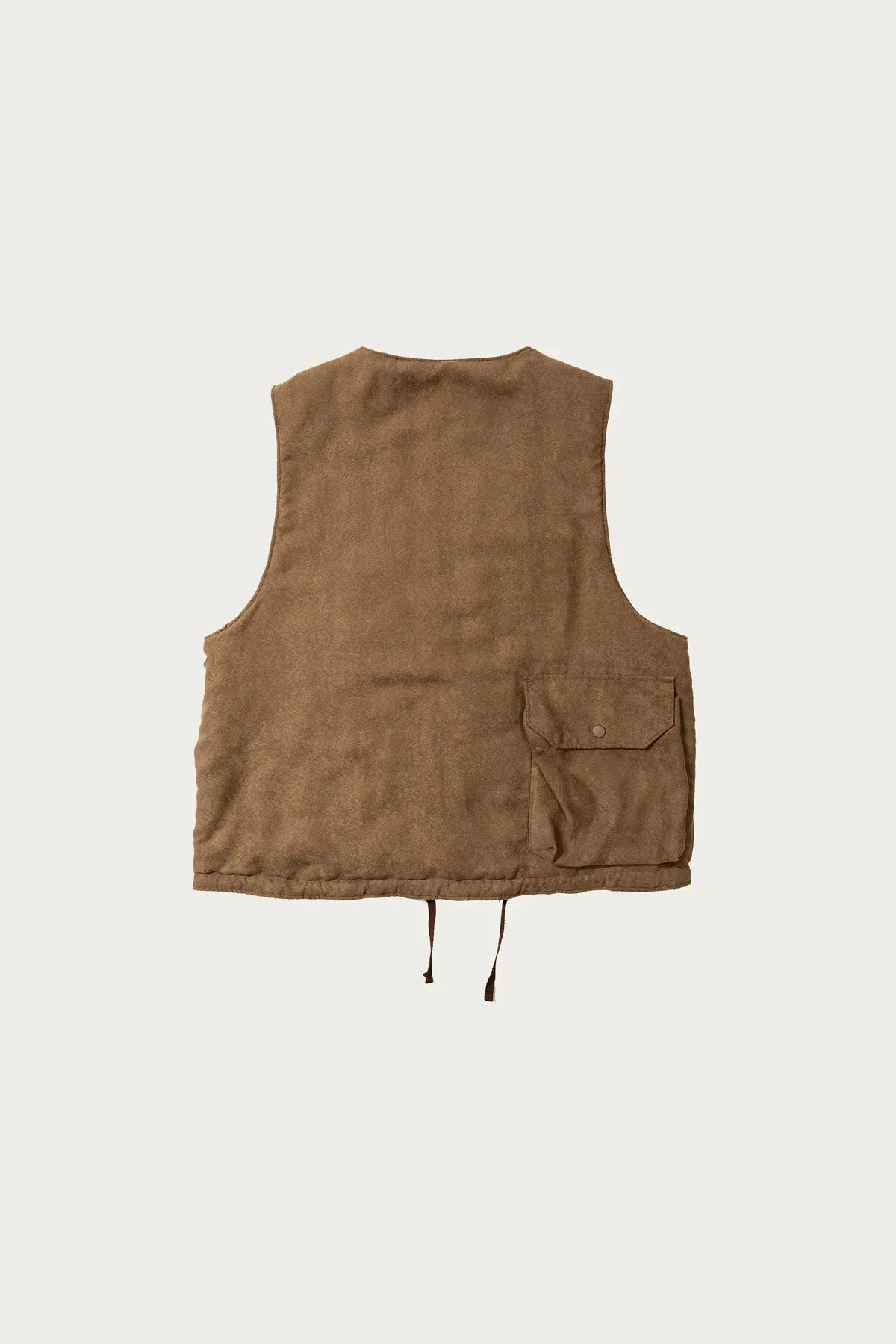 Cover Vest - Khaki Polyester Lightweight Fake Suede