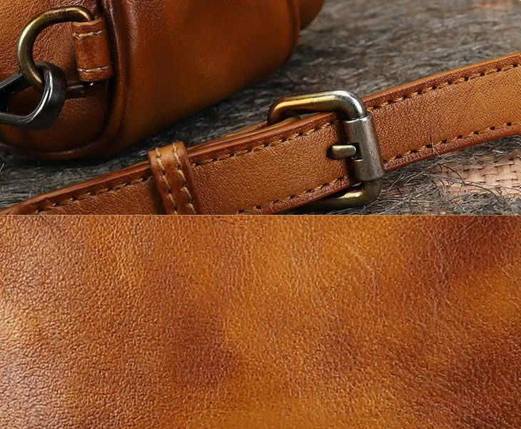 Cute Brown Leather Womens Backpack Mini Rucksack For Women
