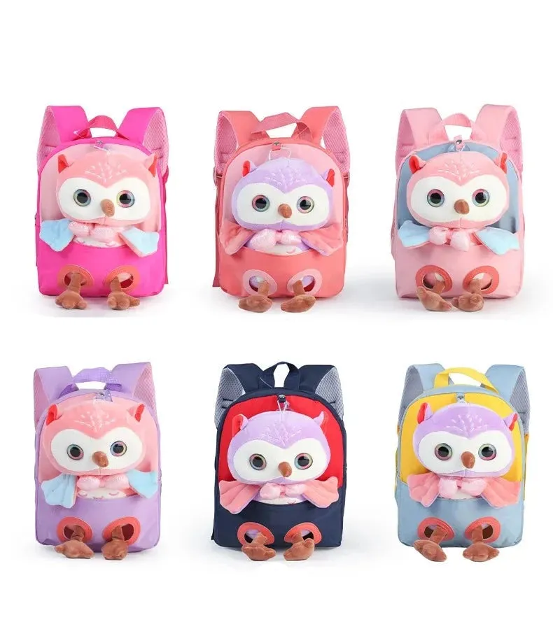 Cute Owl Theme Soft Plush Backpack for Kids