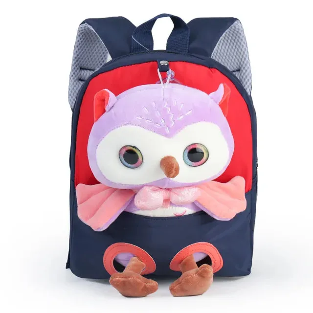 Cute Owl Theme Soft Plush Backpack for Kids