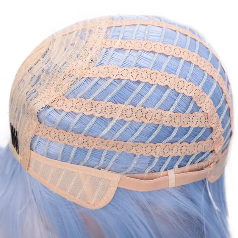 Elegant Ombre Gray Shoulder-Length Wig with Bangs