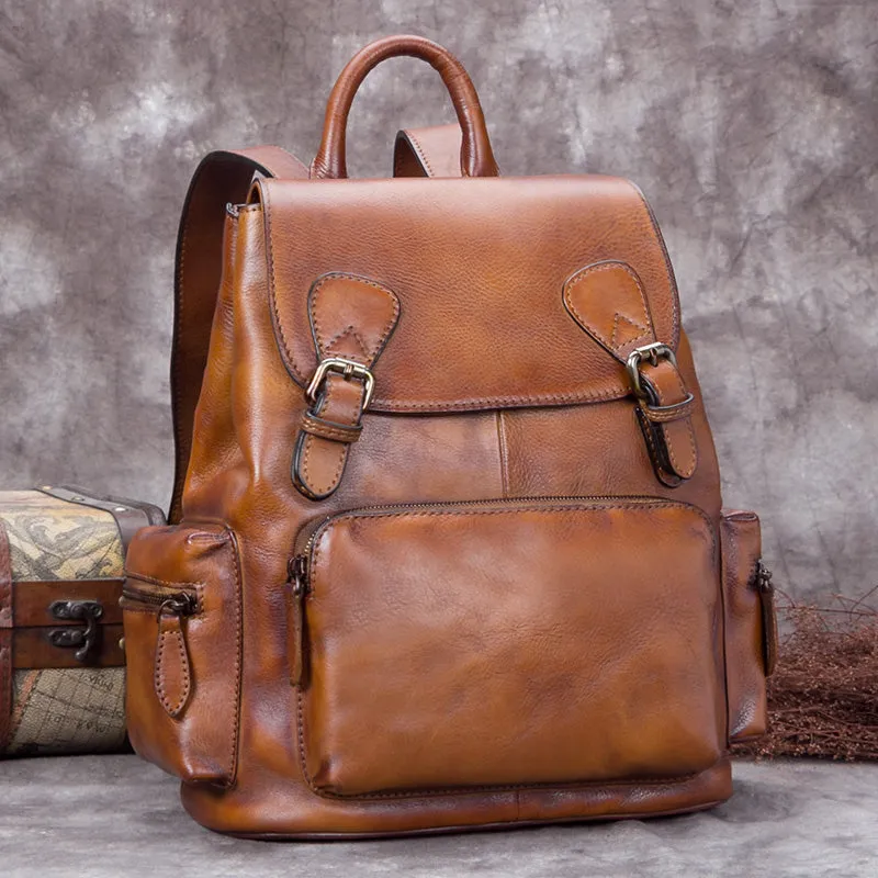 Funcky Womens Green Leather Backpack Purse Book Bags for Women