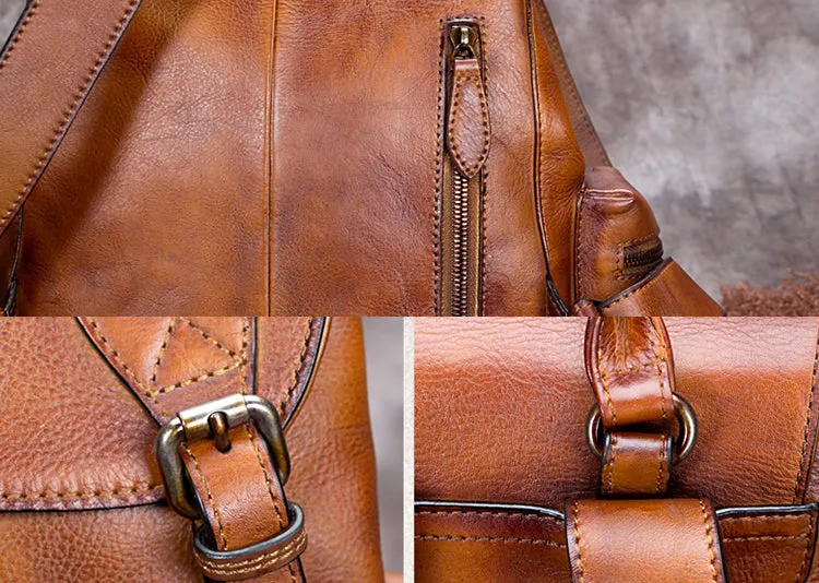 Funcky Womens Green Leather Backpack Purse Book Bags for Women
