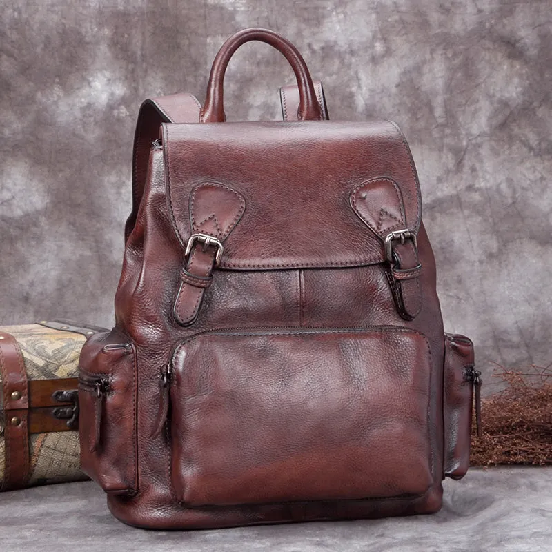 Funcky Womens Green Leather Backpack Purse Book Bags for Women
