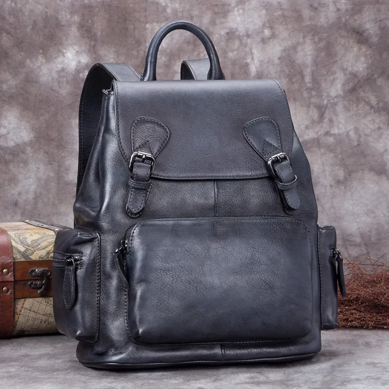 Funcky Womens Green Leather Backpack Purse Book Bags for Women