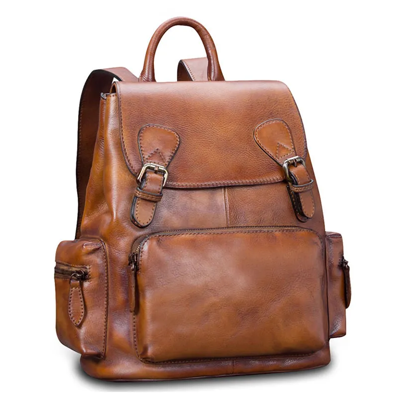 Funcky Womens Green Leather Backpack Purse Book Bags for Women