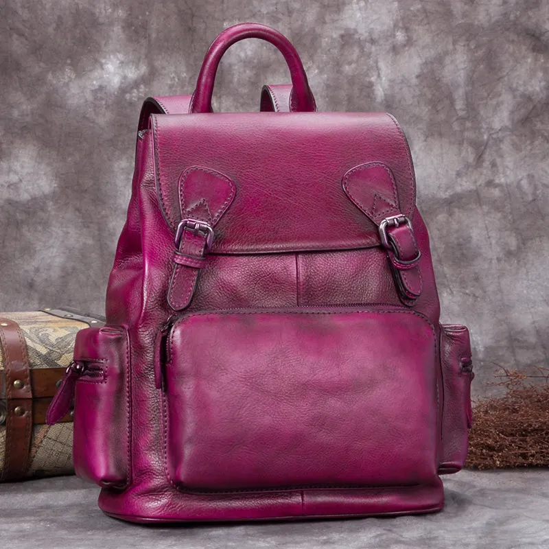 Funcky Womens Green Leather Backpack Purse Book Bags for Women