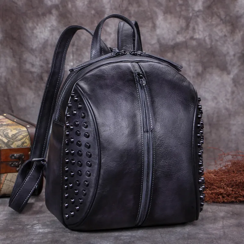 Handmade Genuine Leather Vintage Backpacks Handbag School bags Purses for Women