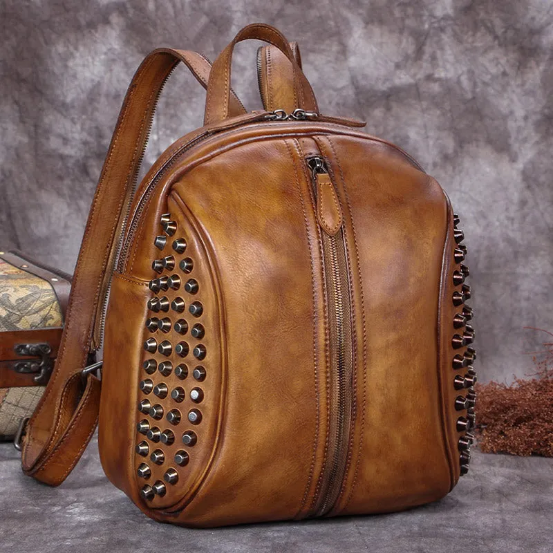 Handmade Genuine Leather Vintage Backpacks Handbag School bags Purses for Women