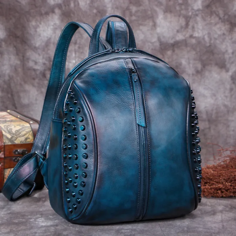Handmade Genuine Leather Vintage Backpacks Handbag School bags Purses for Women