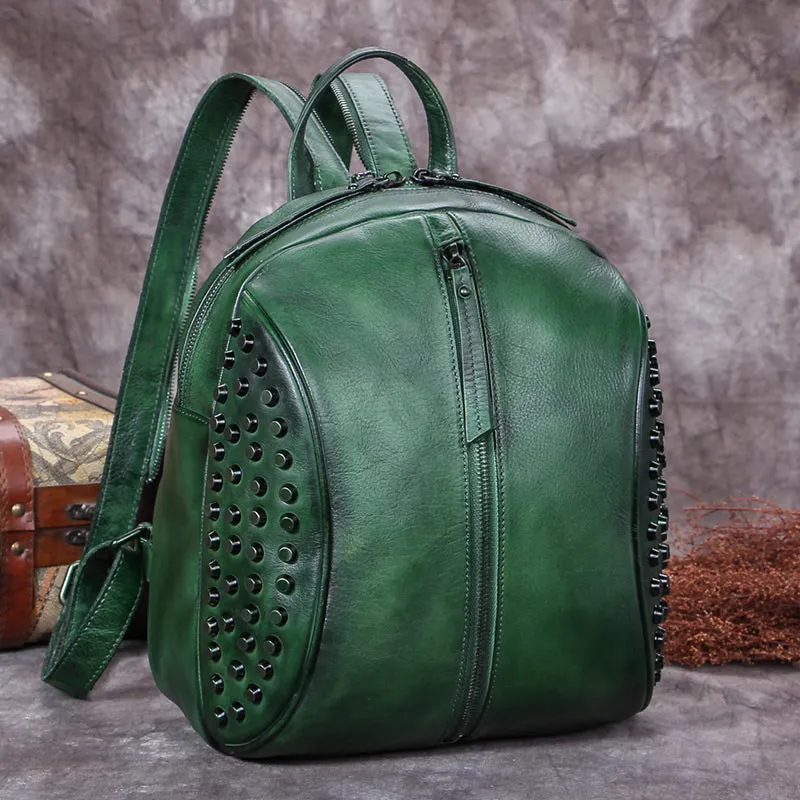 Handmade Genuine Leather Vintage Backpacks Handbag School bags Purses for Women