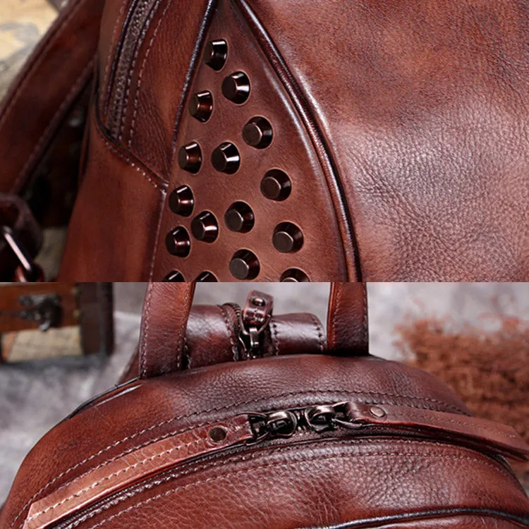 Handmade Genuine Leather Vintage Backpacks Handbag School bags Purses for Women