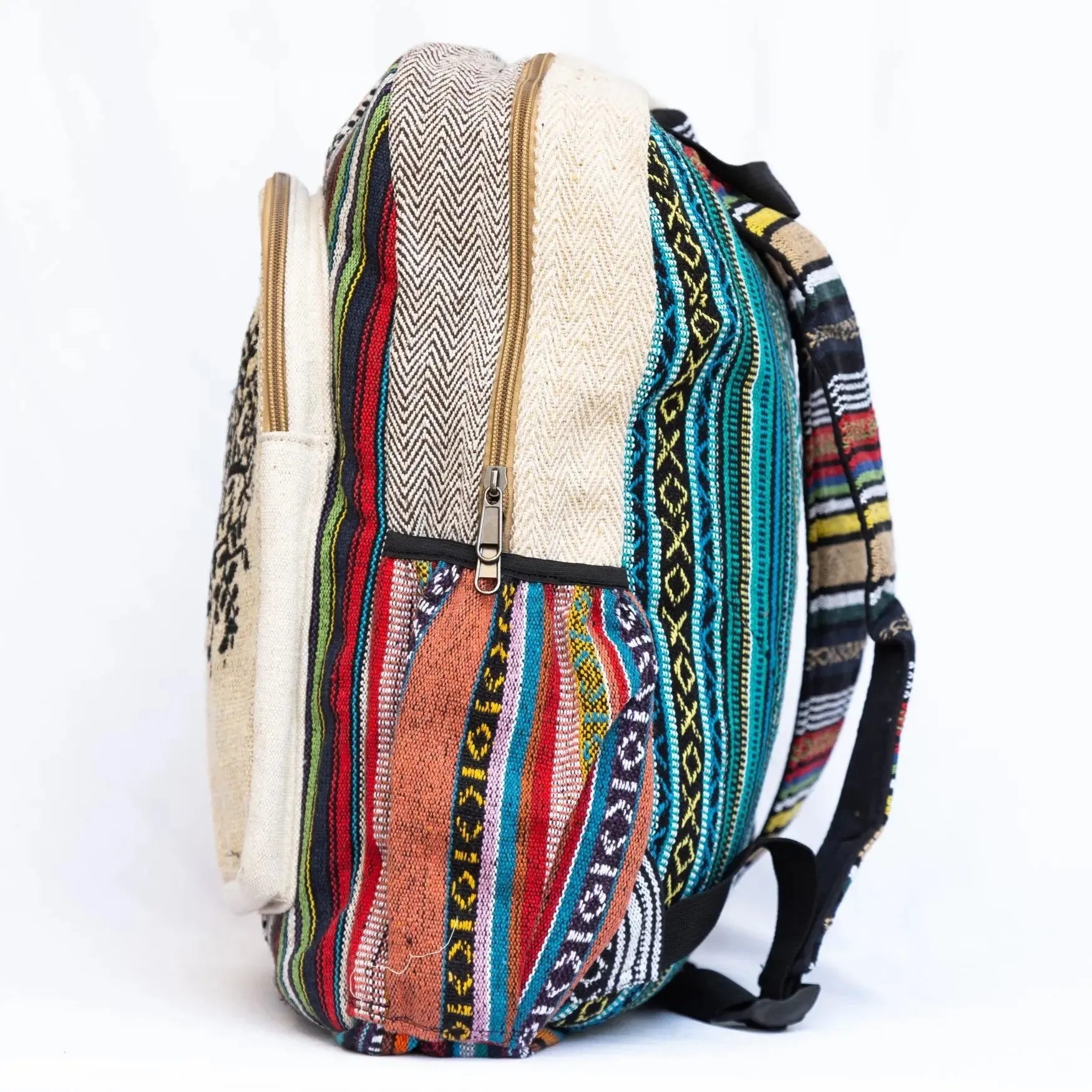 Hemp Backpack Sun & Ohm Needled Pattern