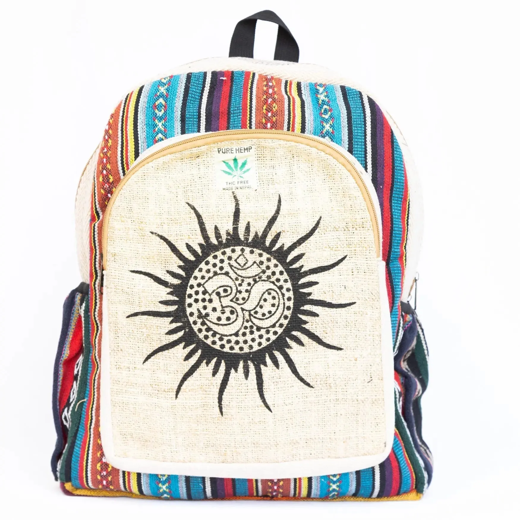 Hemp Backpack Sun & Ohm Needled Pattern