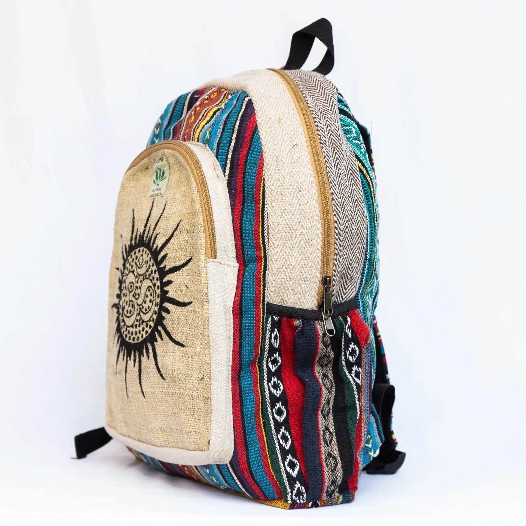 Hemp Backpack Sun & Ohm Needled Pattern