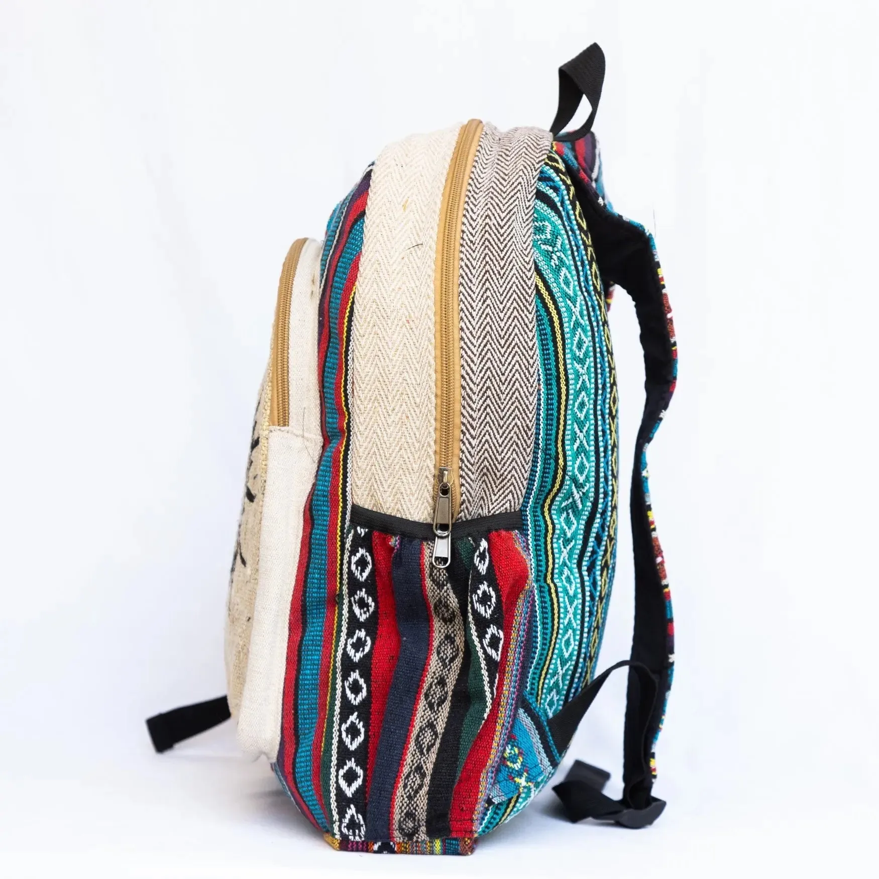 Hemp Backpack Sun & Ohm Needled Pattern