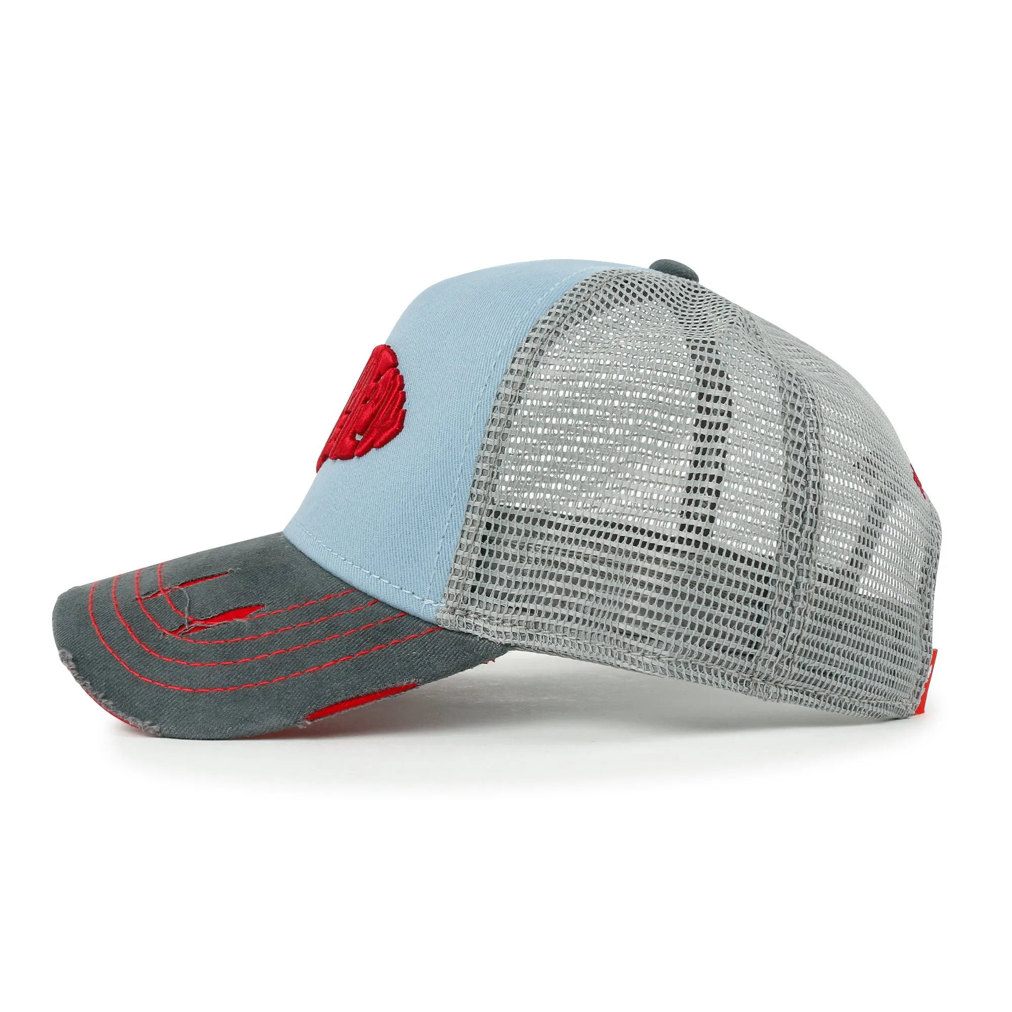 ililily PREMIUM Go With The Flow Embroidery Baseball Cap Vintage Trucker Hat