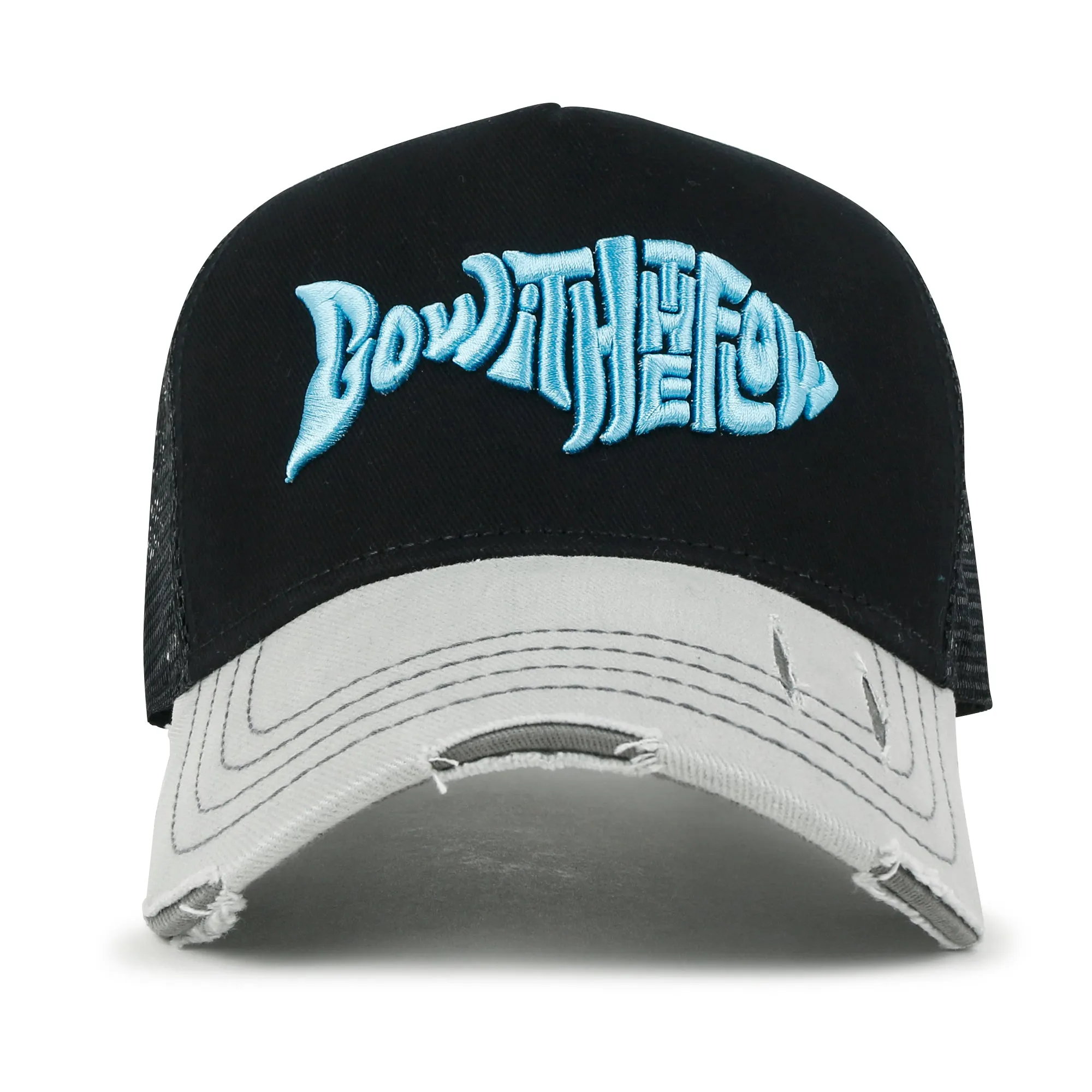 ililily PREMIUM Go With The Flow Embroidery Baseball Cap Vintage Trucker Hat