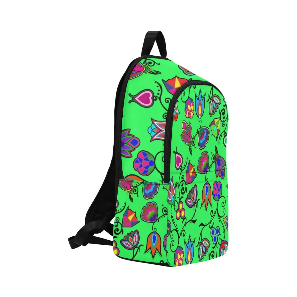 Indigenous Paisley Green Fabric Backpack for Adult