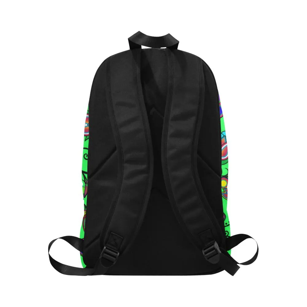 Indigenous Paisley Green Fabric Backpack for Adult